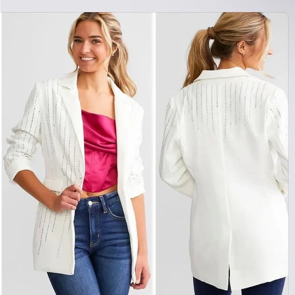 A Peach Jackets Coats New Womens Sz L Oversized Rhinestone